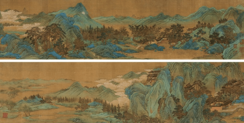 A Chinese Painting on Penglai, 《仙山樓閣圖(Immortal Mountain and Pavilion)》仇英