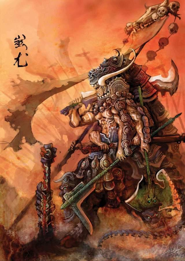 A modern illustration of god Chiyou/Chi You in Chinese mythology